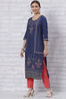 Indigo LIVA Straight Kurta image number 0